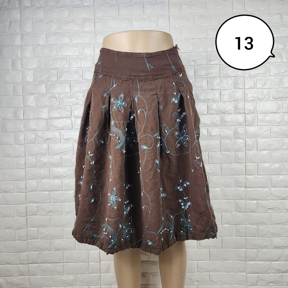 sweet by miss me small brown and blue skirt